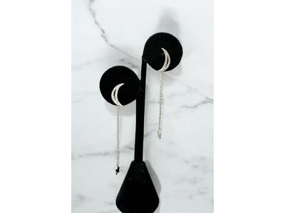 Drop Earring- Silver Moon and Star- 159045