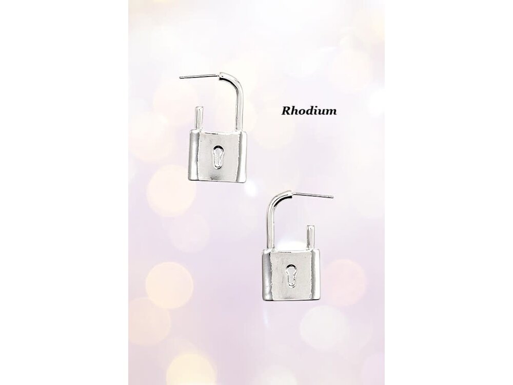 Drop Earring- 187201- Padlock Silver