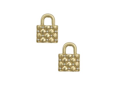 Post Earring- 27850- Gold Quilted Lock