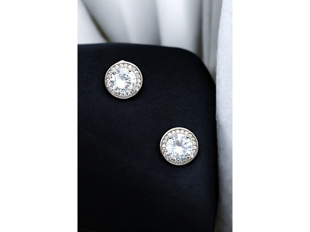 Post Earring- 192104- Silver/Clear