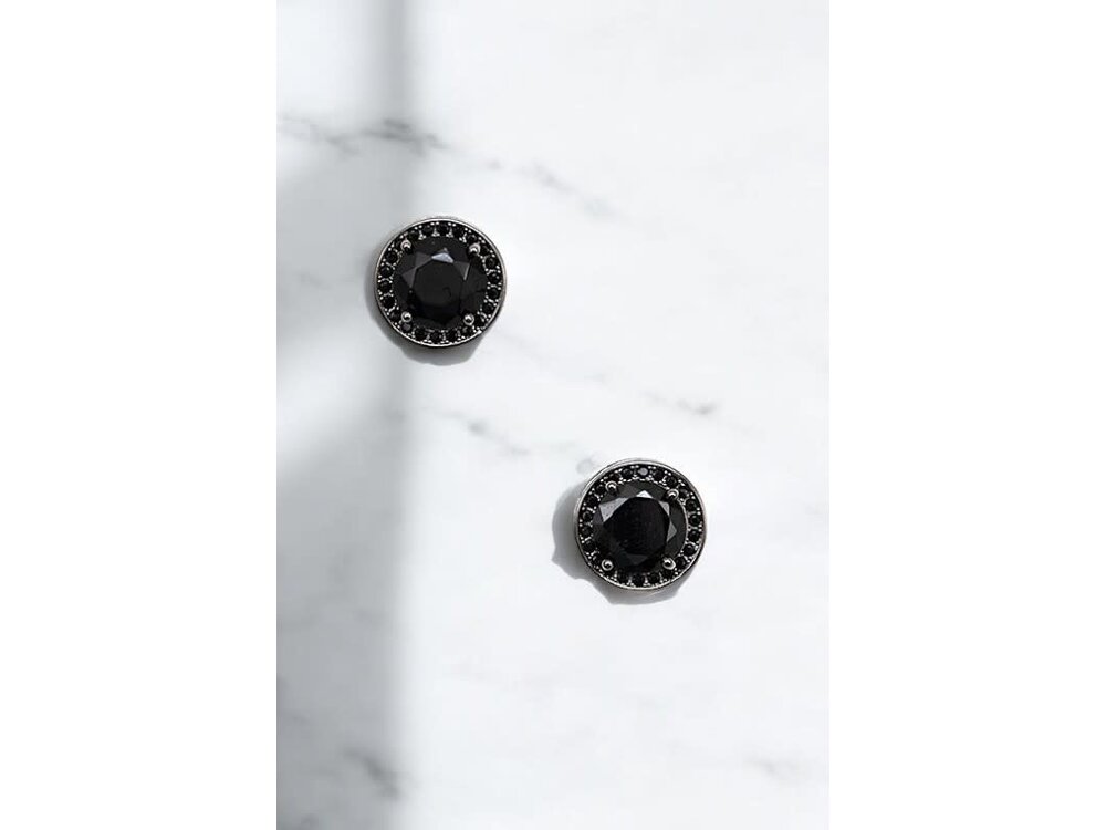 Post Earring- 192104- Silver/Black
