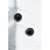 Post Earring- 192104- Silver/Black