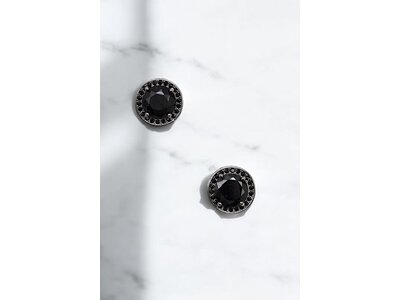 Post Earring- 192104- Silver/Black