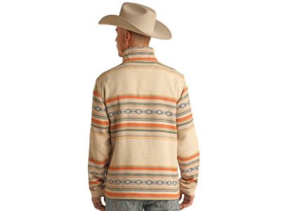 Rock and Roll Denim Aztec Quarter Zip Pullover- BM91C01950-