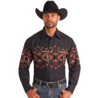 Borders Snap Long Sleeve- SMN2S06048- Skull Black-