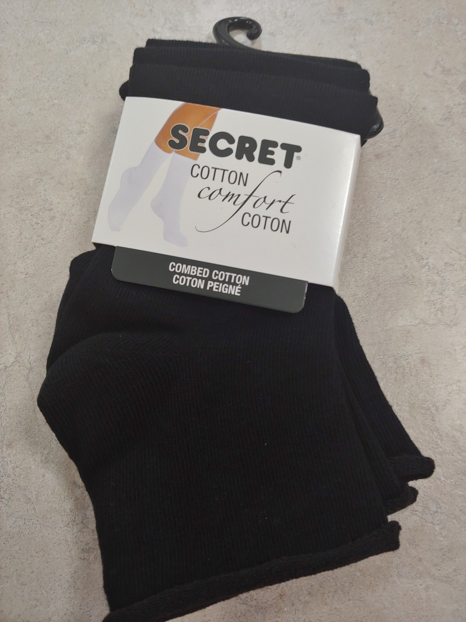 Silks Secret Cotton comfort roll top socks, 3 pairs