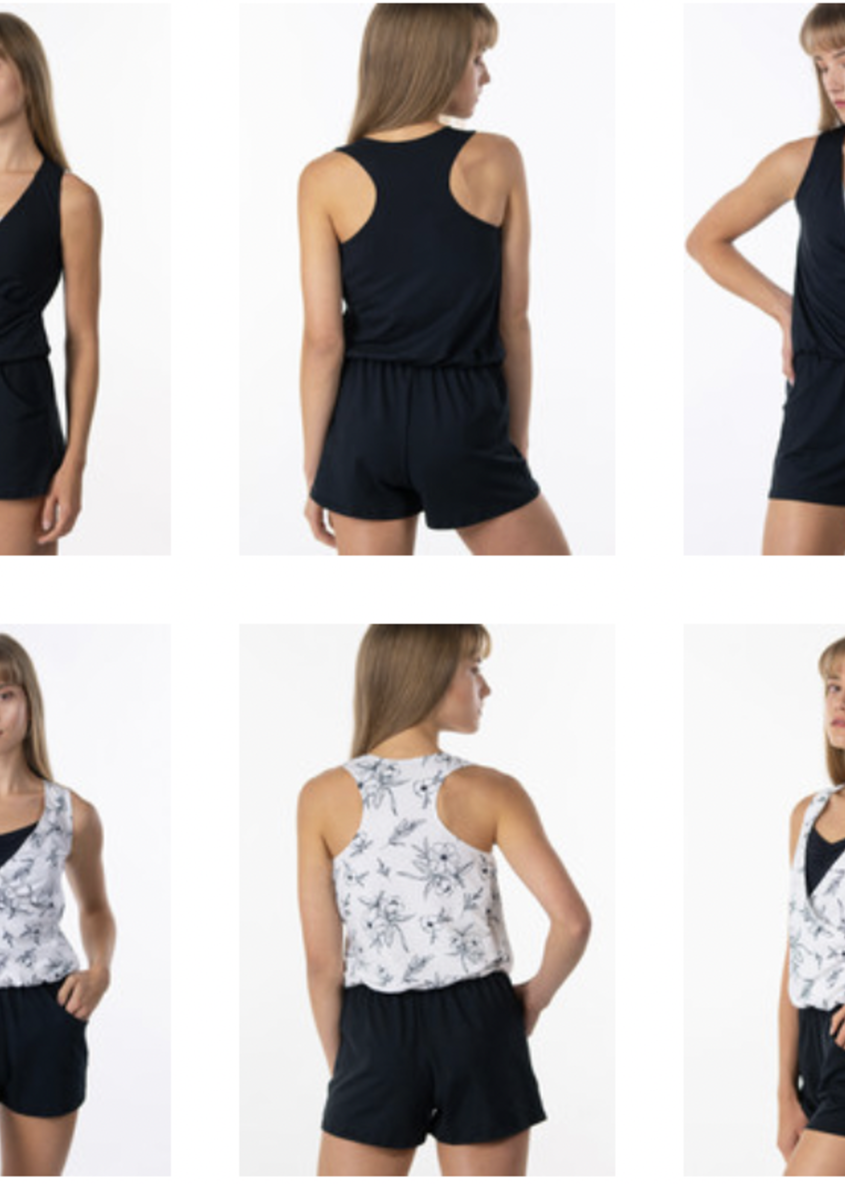 SUFFOLK MOONFLOWER V NECK ROMPER