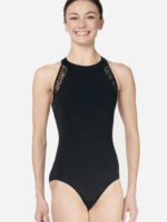 LULLI HALTER NECK FLOCKED MESH LEOTARD DELORES