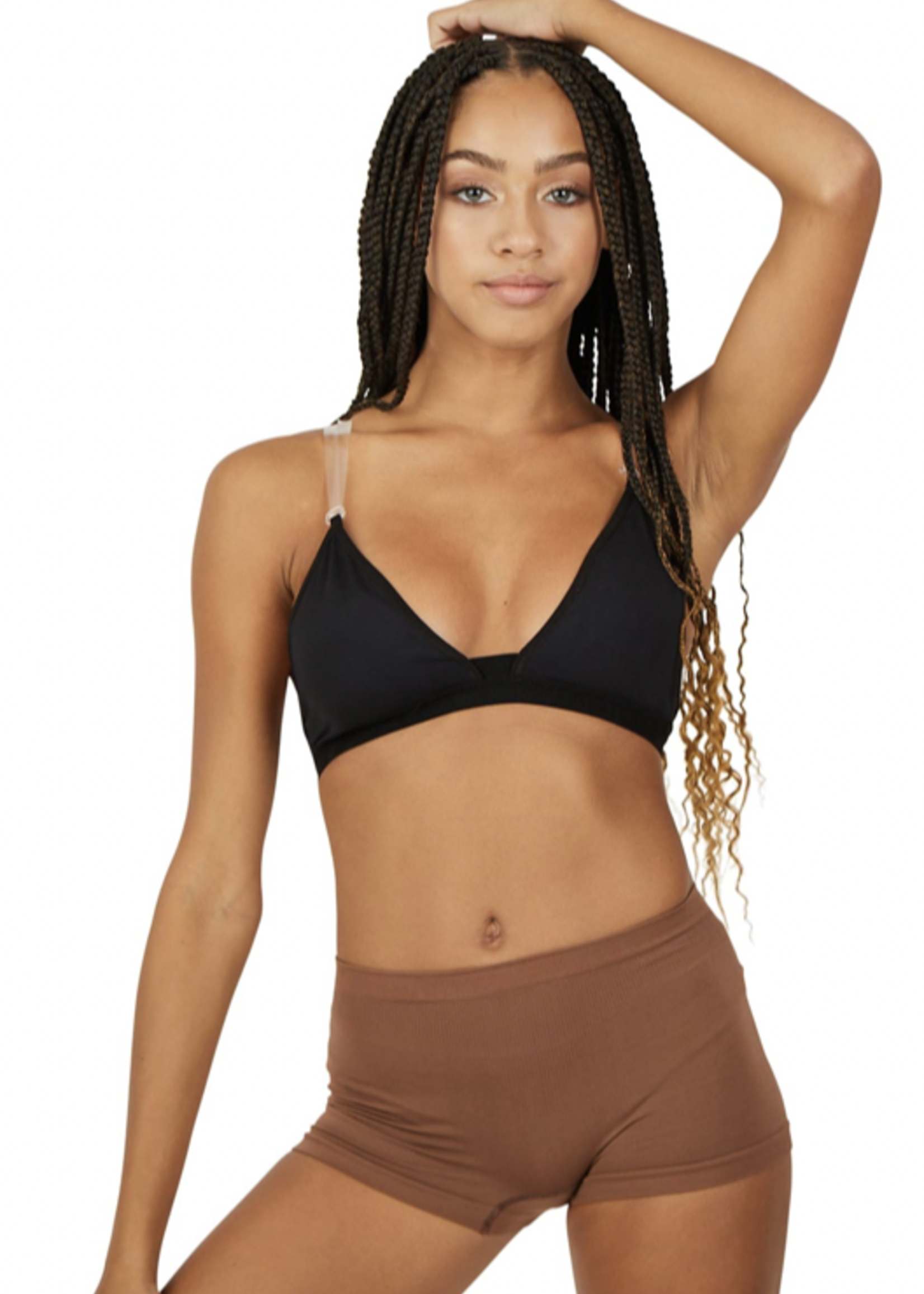 CAPEZIO DEEP NECK CLEAR BACK BRA