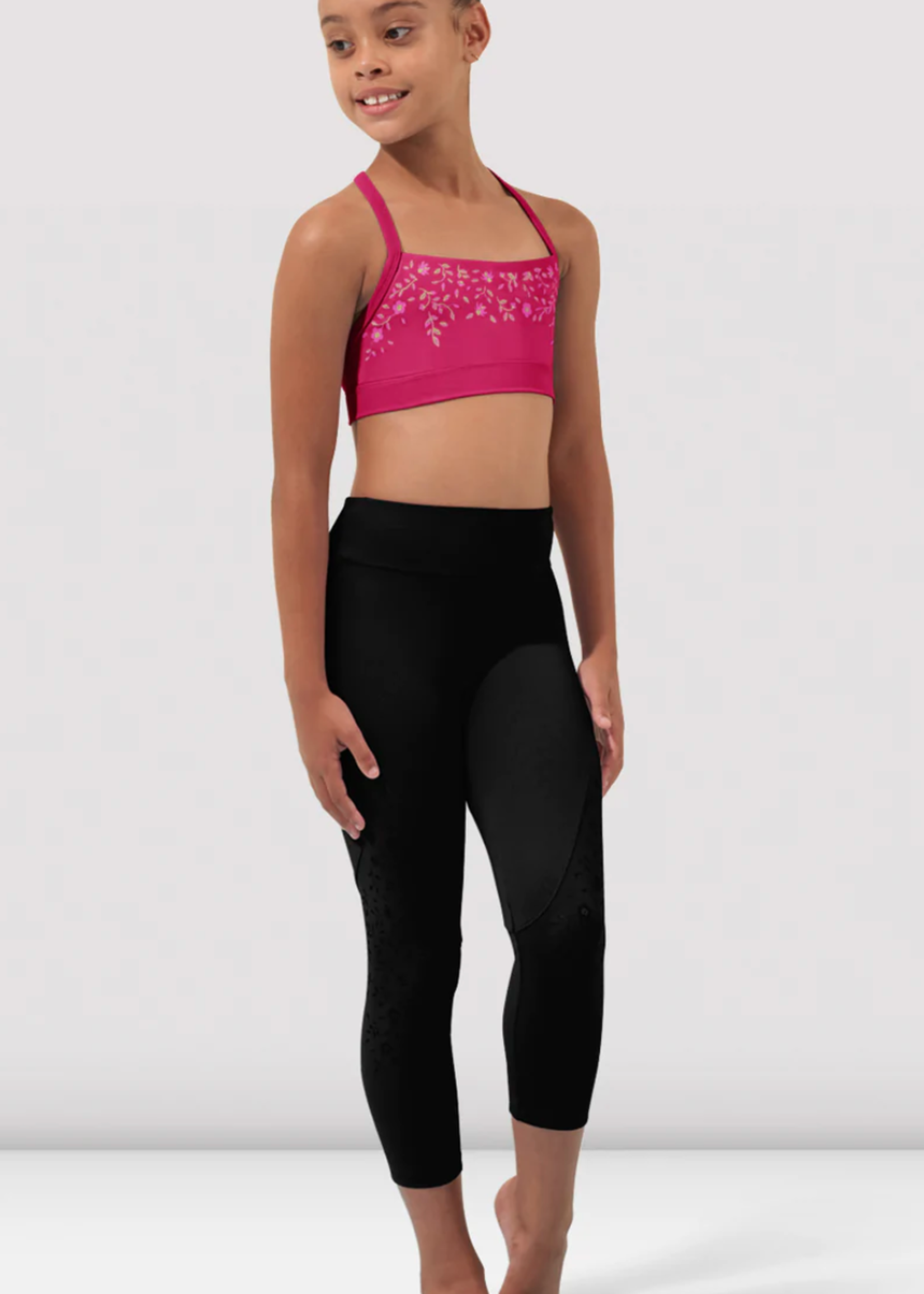 BLOCH FLOWER VINE PRINT SCOOP NECK CROP TOP