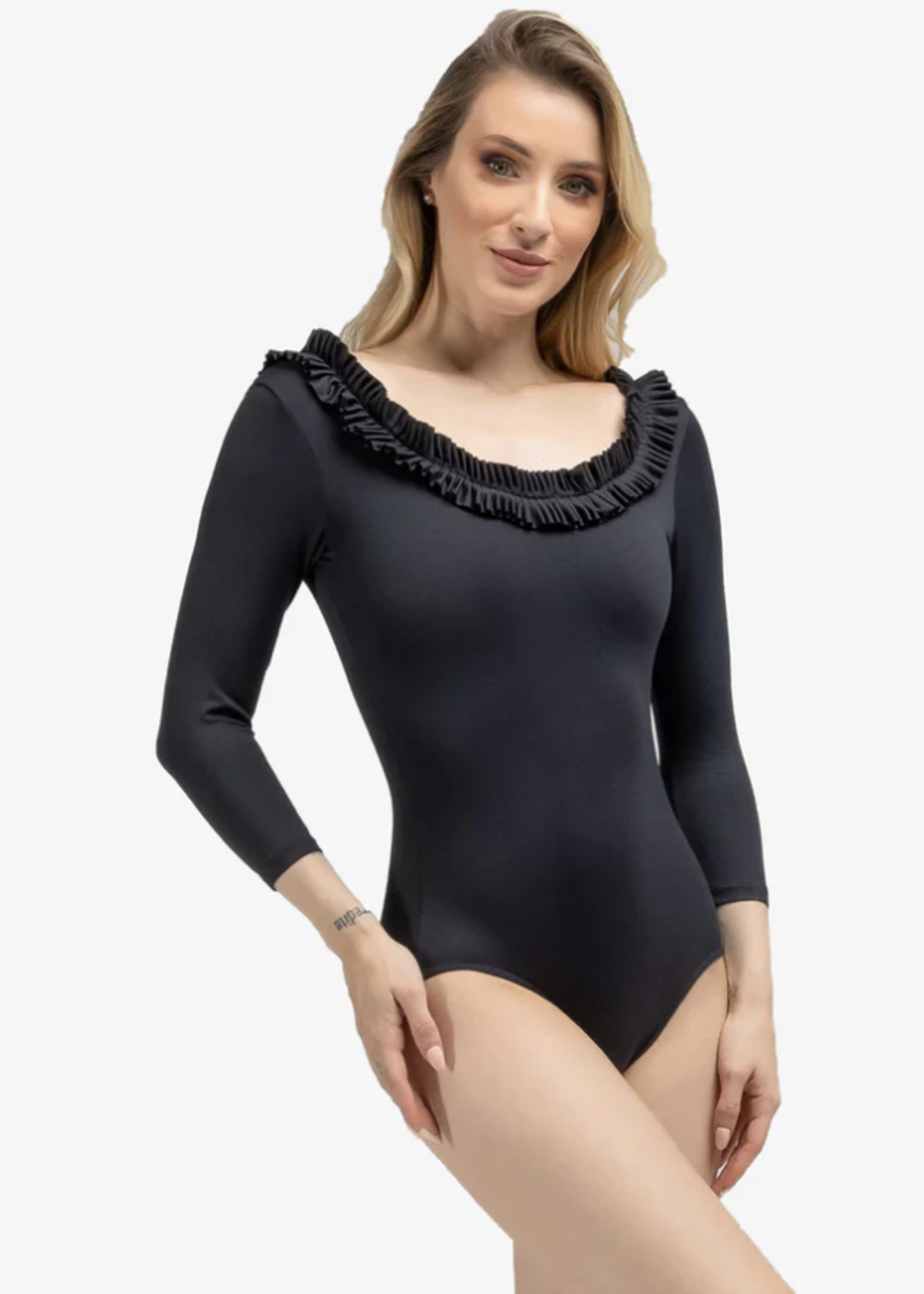 SODANCA RUFFLE QUARTER SLEEVE LEO