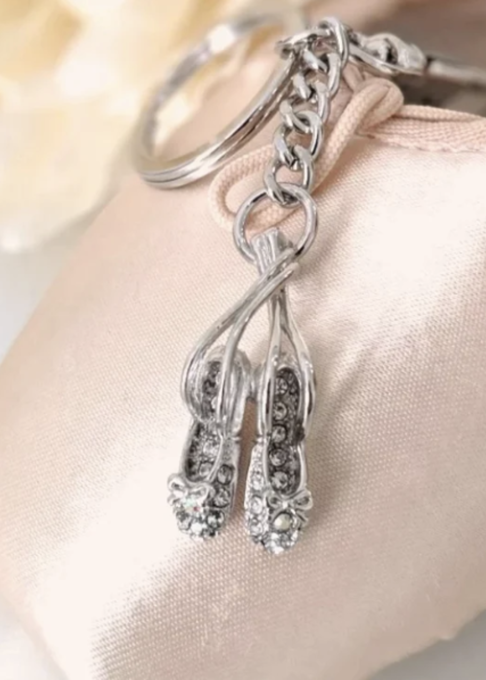 AMERICAN DANCE SUPPLY PINK CRYSTAL POINTE SHOES KEYCHAIN