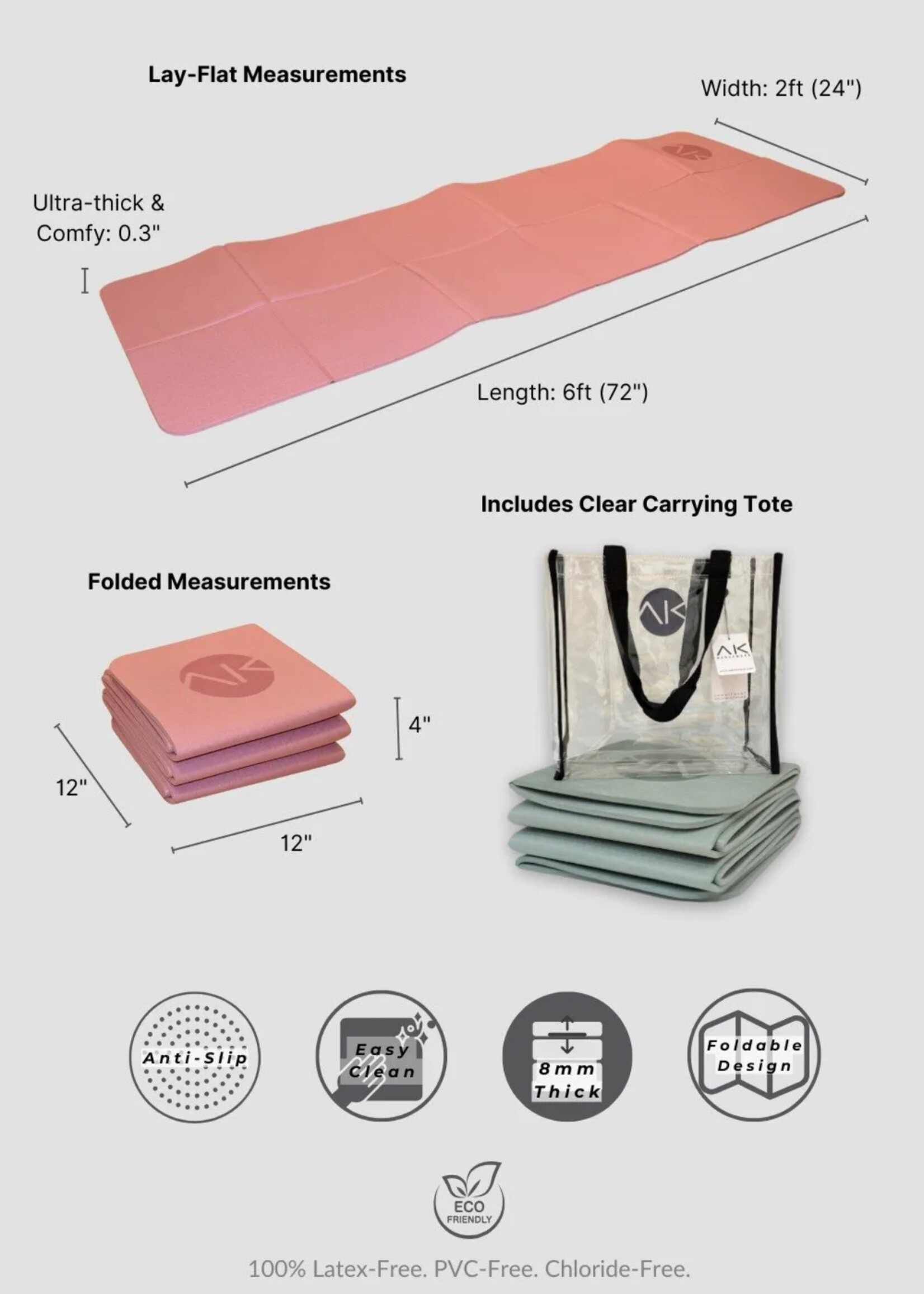 AK DANCEWEAR ECOFOLD YOGA MAT