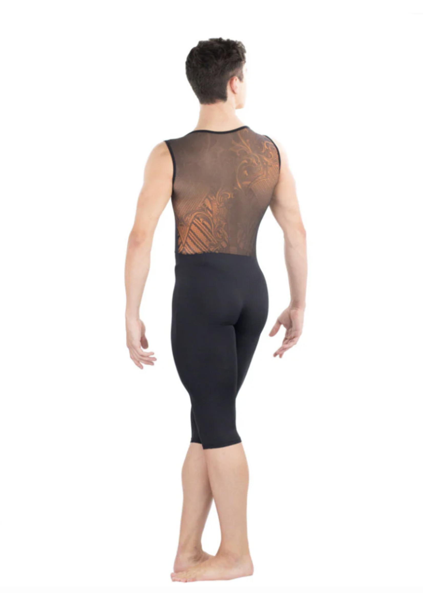 BALLET ROSA ALDO ADULT PRINTED MESH BACK BIKETARD W/ZIPPER FRONT
