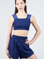 SUFFOLK VARSITY RUFFLE STRAP CROP TOP