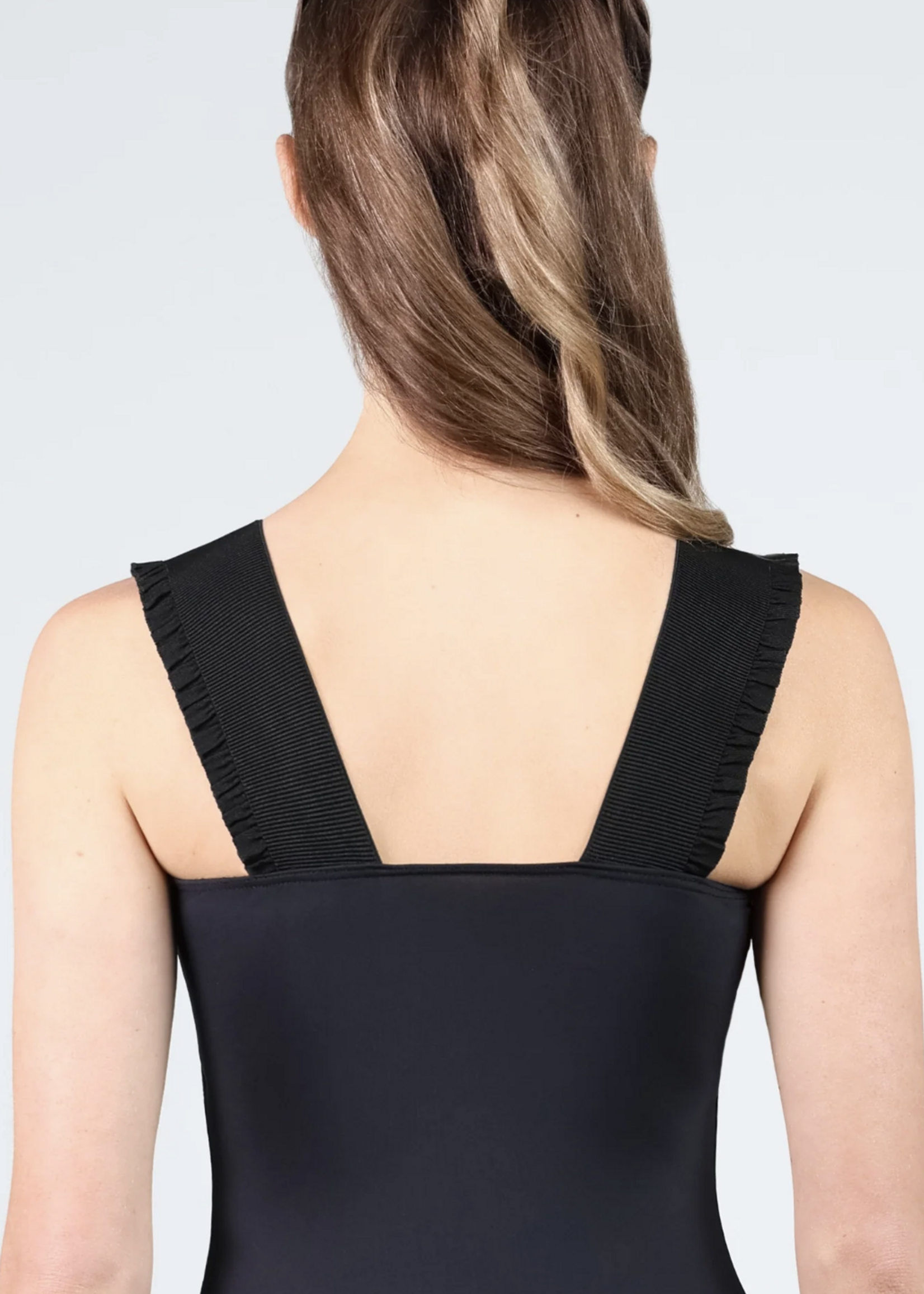 SUFFOLK VARSITY RUFFLE STRAP TANK LEOTARD