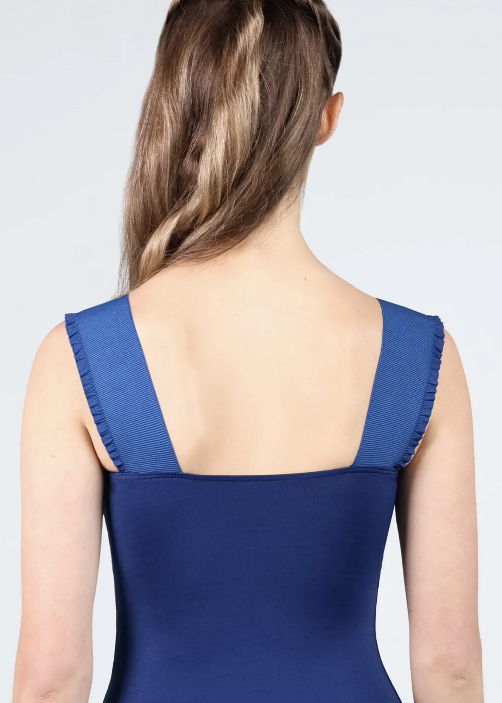 SUFFOLK VARSITY RUFFLE STRAP TANK LEOTARD