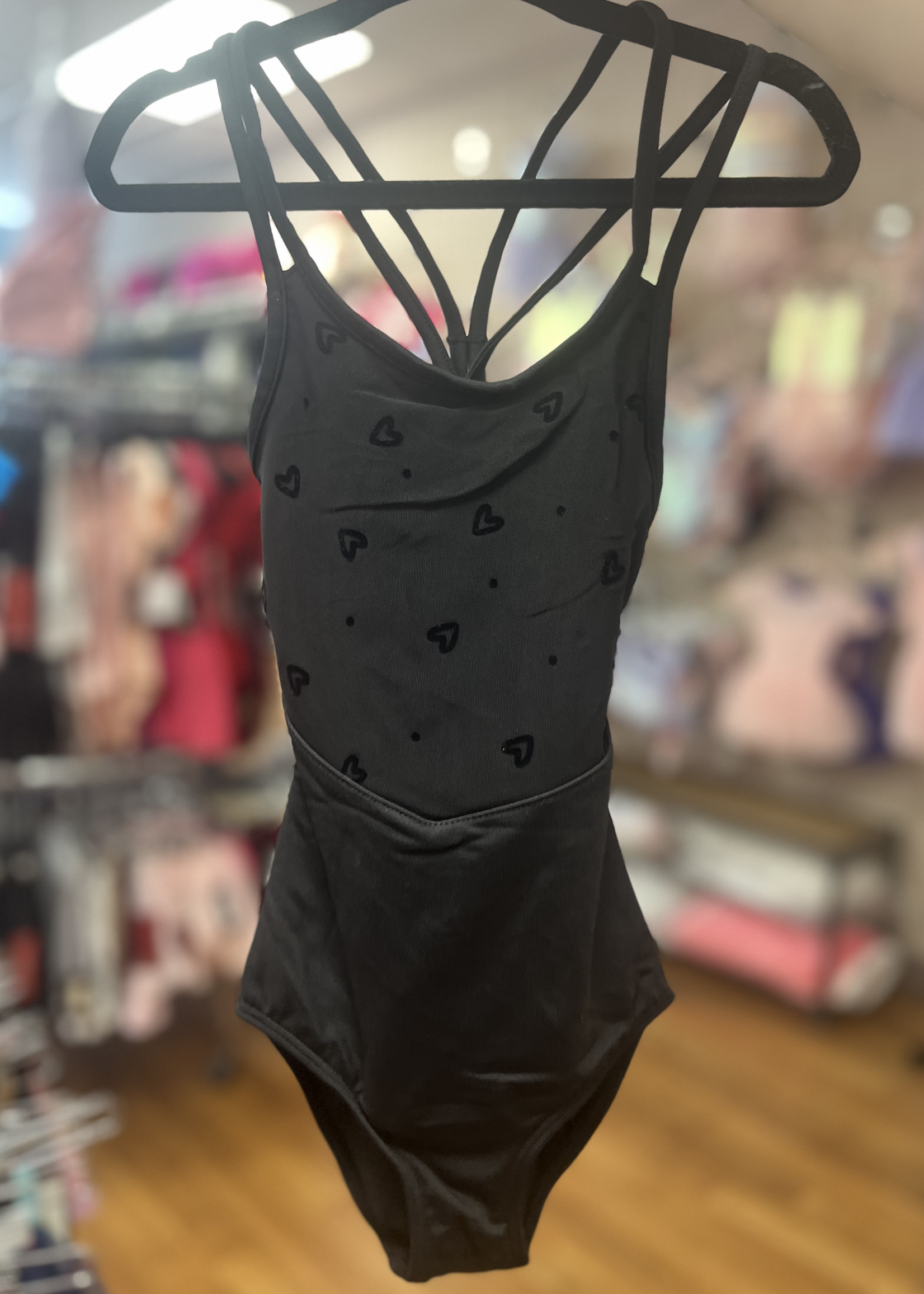 BLOCH HEART FLOCK X STRAP BACK LEOTARD