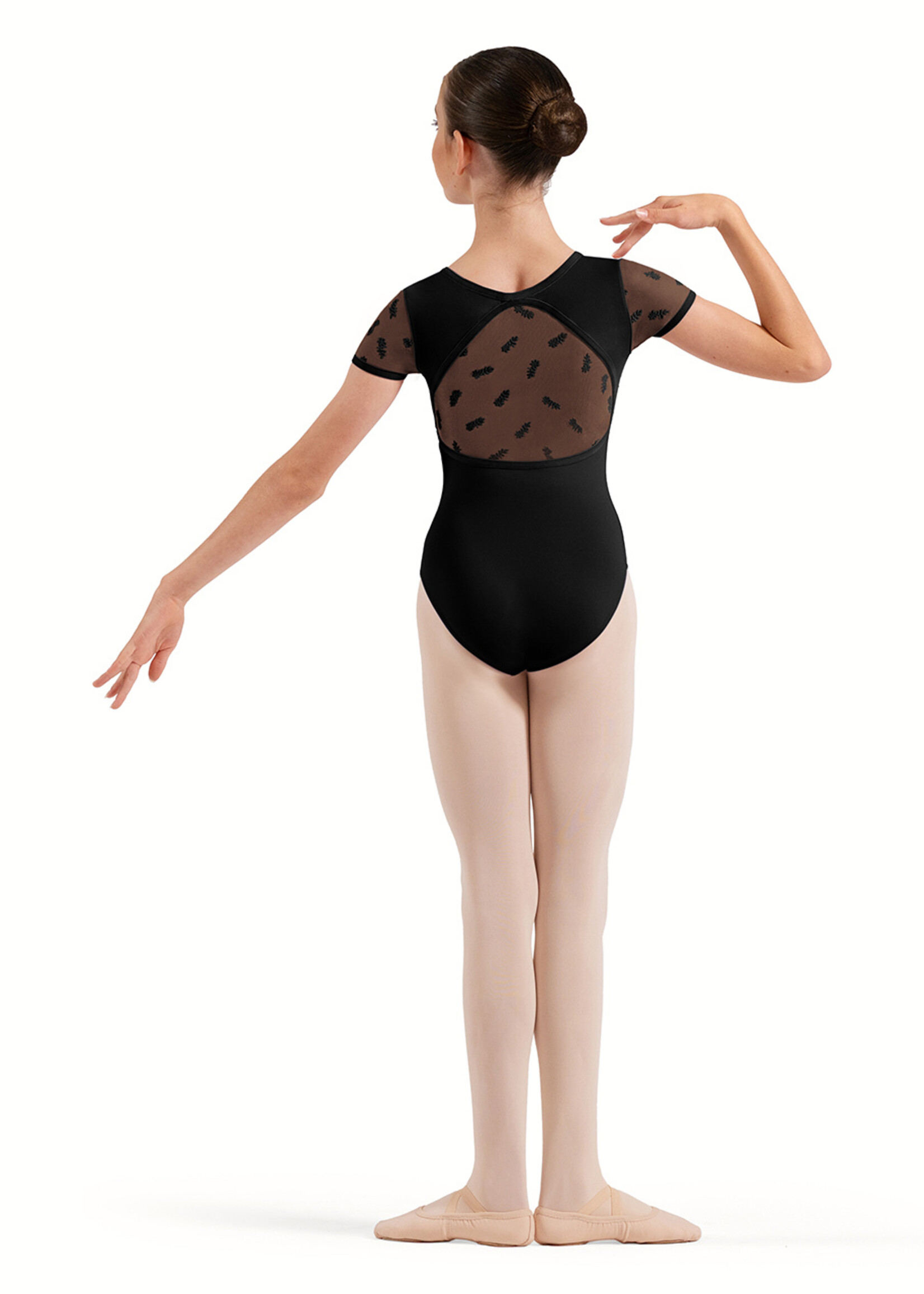 BLOCH FLORAL FLOCK PRINT CAP SLEEVE LEOTARD