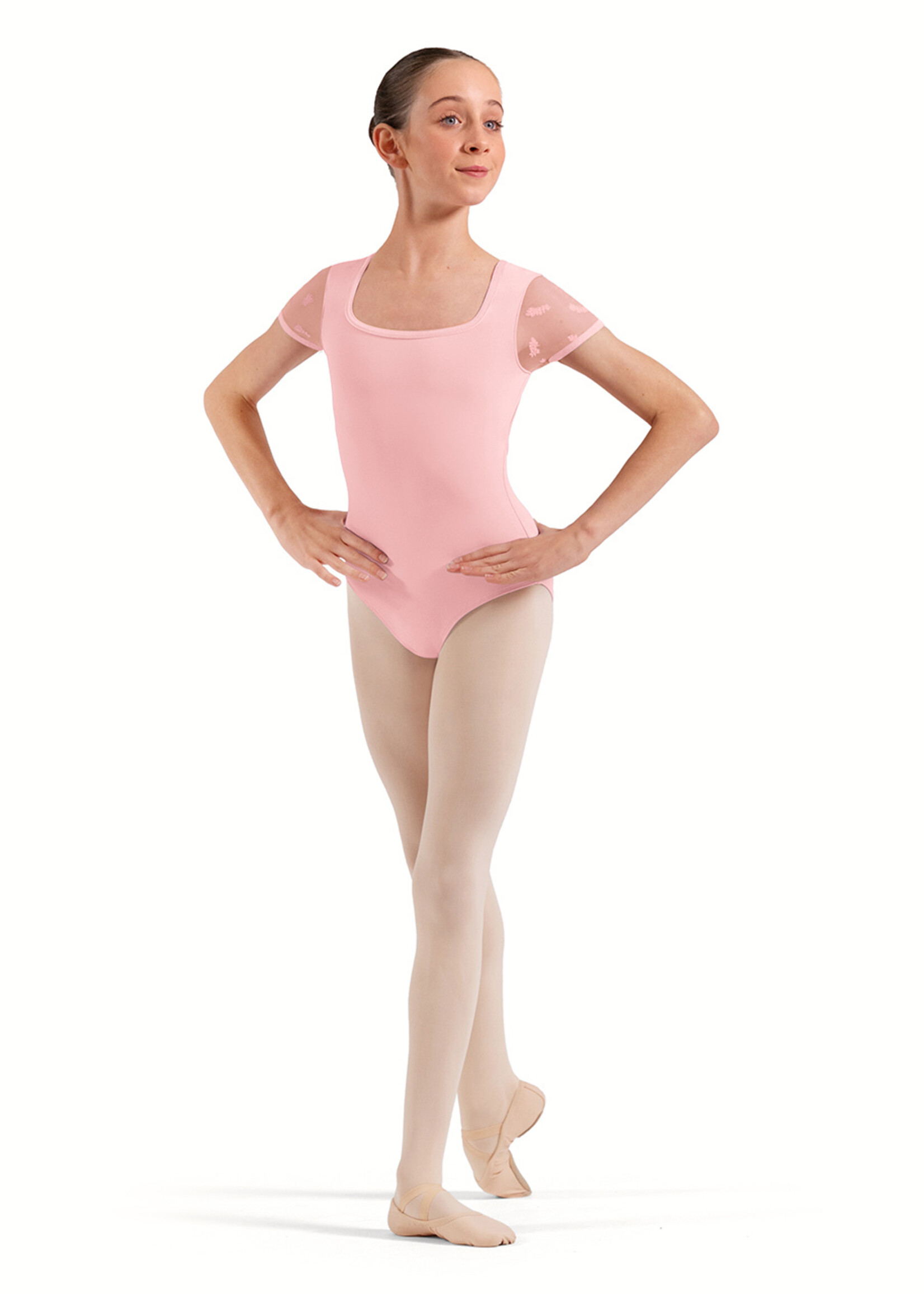 BLOCH FLORAL FLOCK PRINT CAP SLEEVE LEOTARD