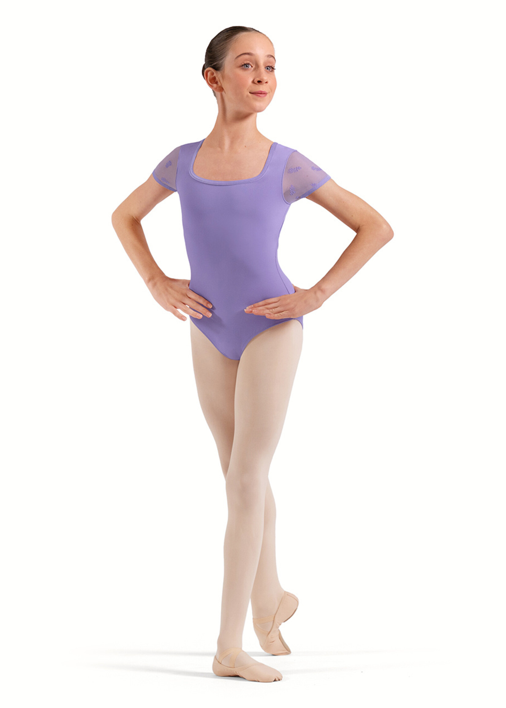 BLOCH FLORAL FLOCK PRINT CAP SLEEVE LEOTARD