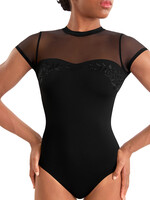 BLOCH MOCK NECK EMB CAP SLEEVE LEOTARD