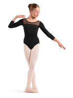 BLOCH FLORAL EMB BACK MESH 3/4 SLEEVE LEOTARD