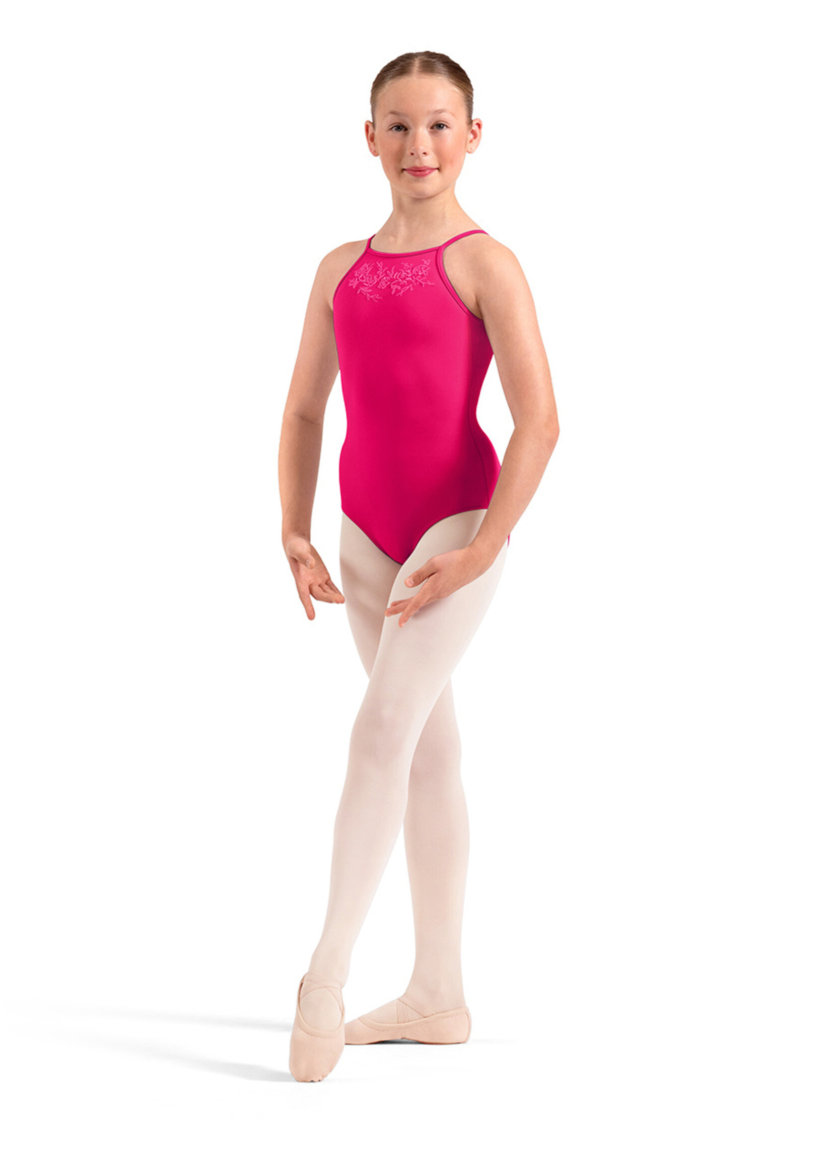 BLOCH TWEEN FLORAL EMB KEYHOLD HALTER LEOTARD