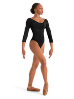BLOCH V NECKLINE EMB 3/4 SLEEVE LEOTARD