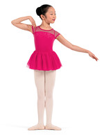 BLOCH FLORAL EMB CAP SLEEVE TUTU LEOTARD