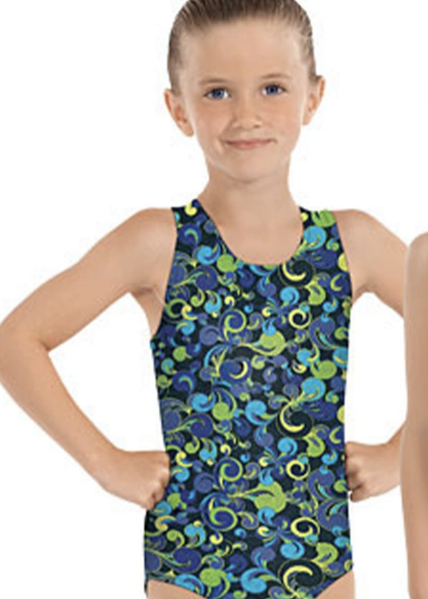 EUROTARD DANCEWEAR PAISLEY PRING METALLIC FOIL GYNASTICS LEOTARD
