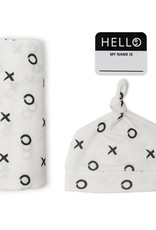 Lulujo Lulujo Hello World Swaddle Blanket & Knotted Hat Set - XO