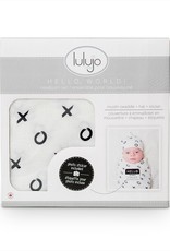 Lulujo Lulujo Hello World Swaddle Blanket & Knotted Hat Set - XO