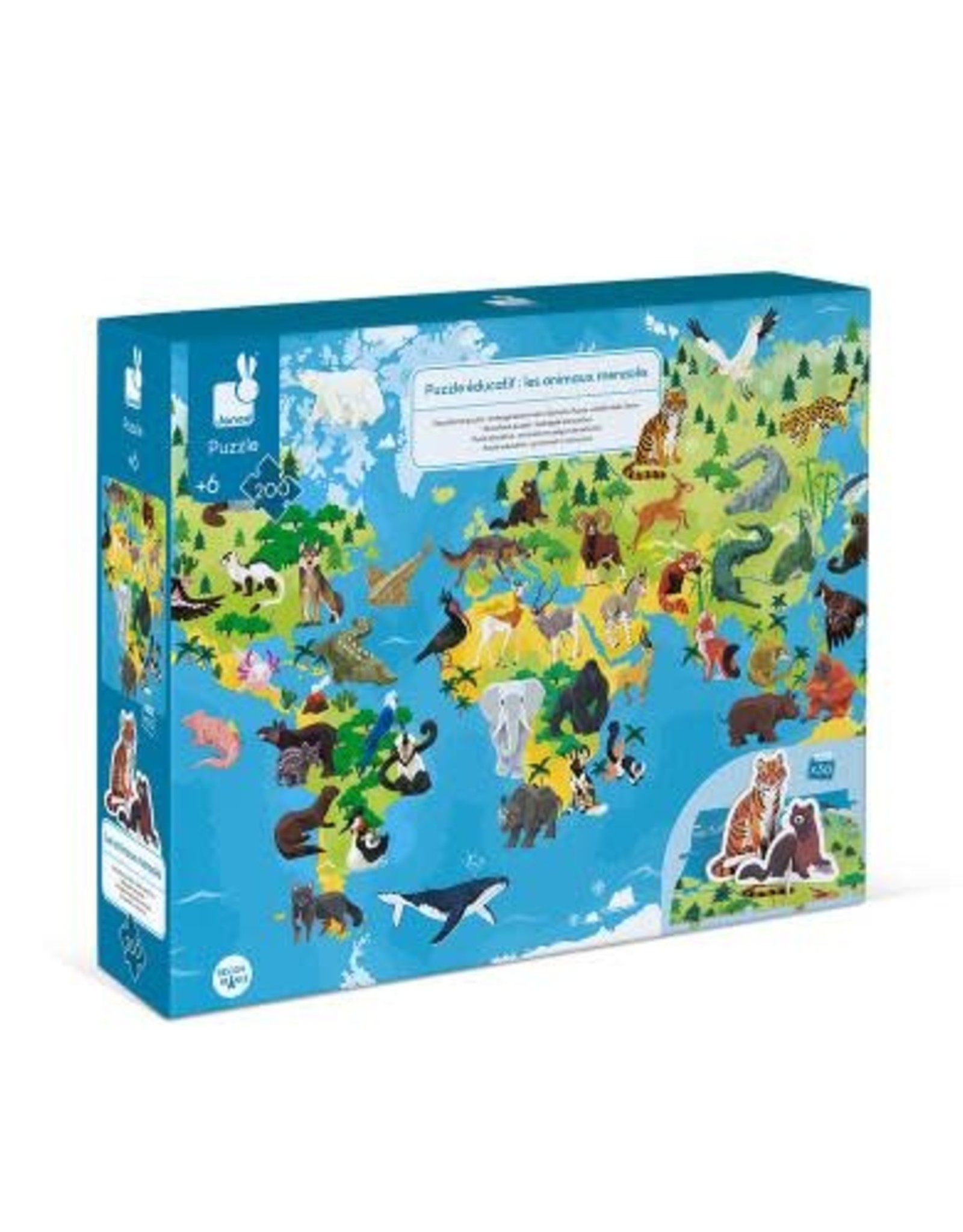 Janod Janod 3D Educational Puzzle: Endangered Animals 200pcs