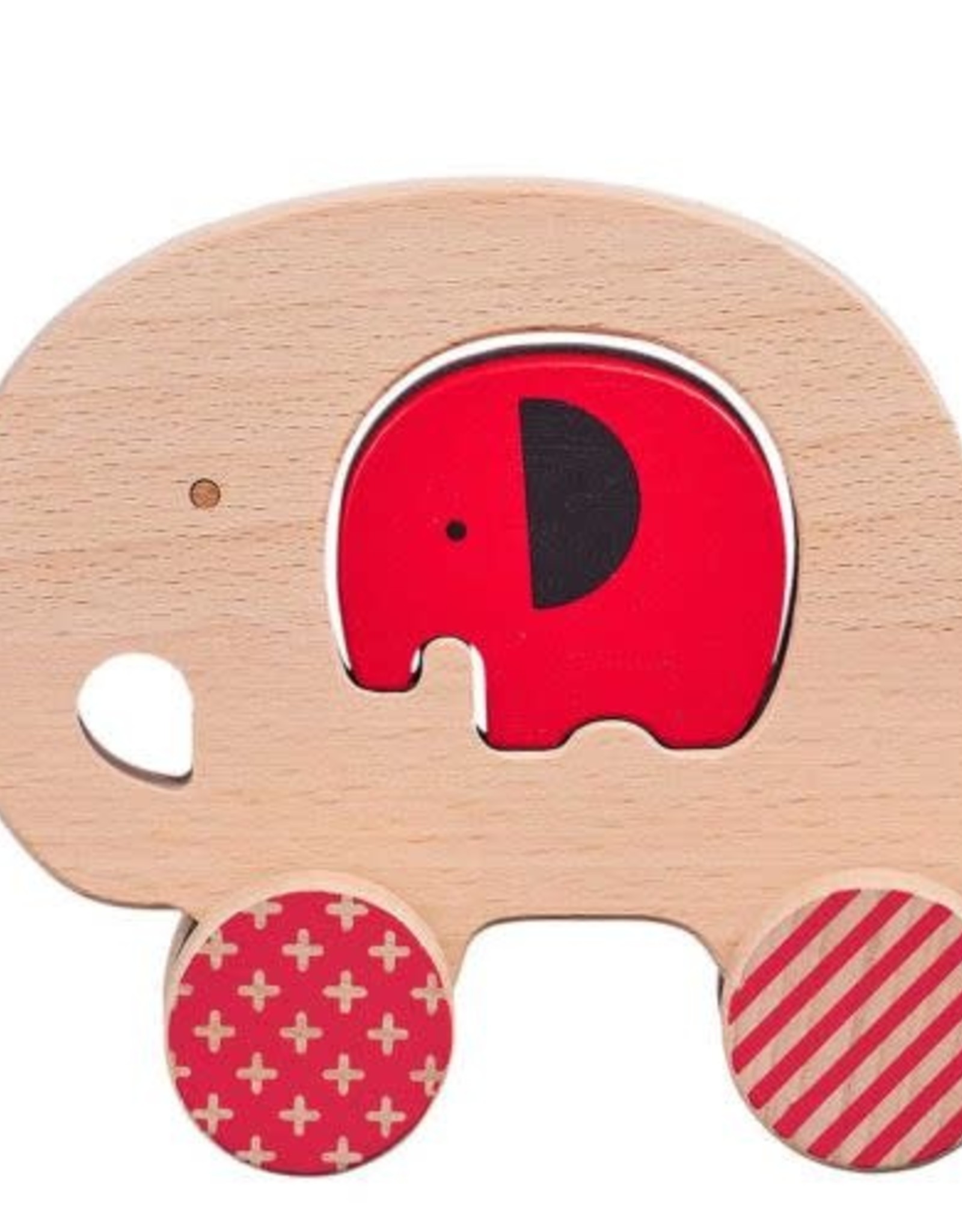 Petit Collage Wooden Push Along Little Elephant