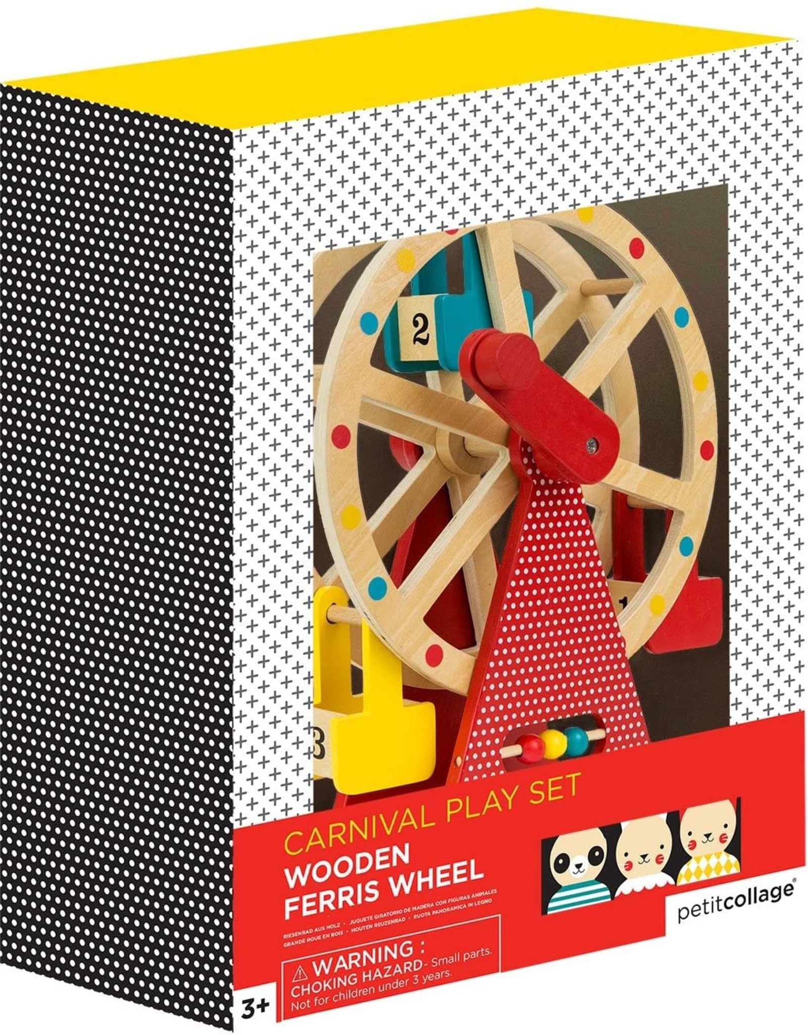 Petit Collage Ferris Wheel Carnival Wooden Toy with 3 Animal Characters