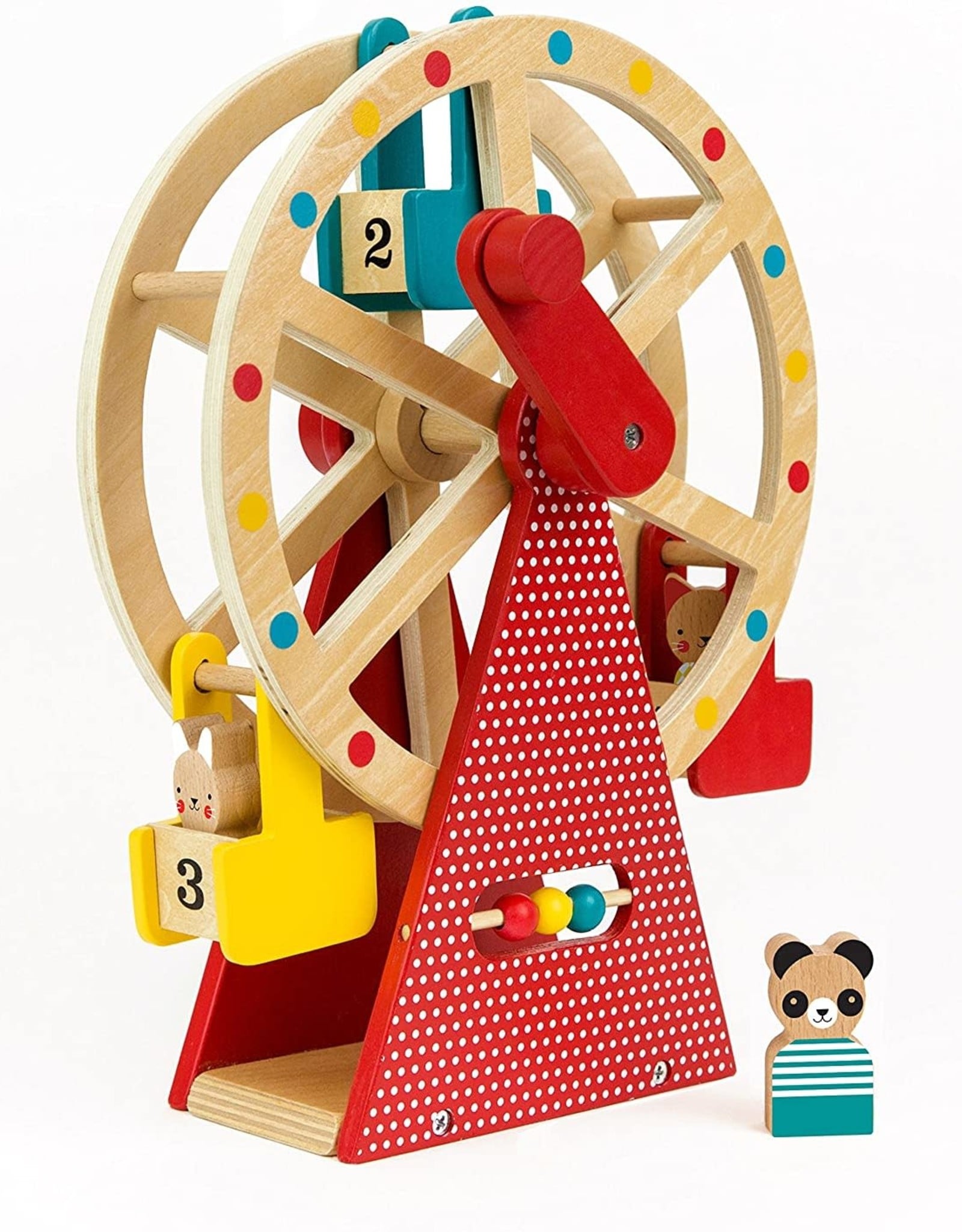 Petit Collage Ferris Wheel Carnival Wooden Toy with 3 Animal Characters