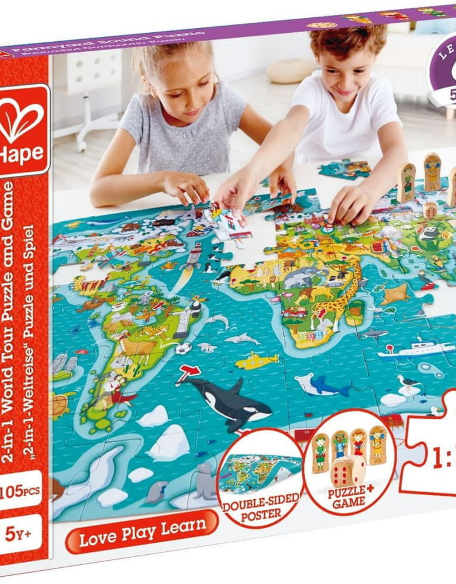 Hape Toys Hape 2-in-1 World Tour Puzzle and Game