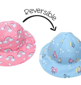 FlapJackKids Kids Reversible Sun Hat - Rainbow/Unicorn - Small (6mths - 2 yrs)
