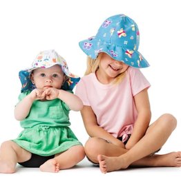 FlapJackKids Kids Reversible Sun Hat - Butterfly/Floral - Medium (Age 2 - 4 years)