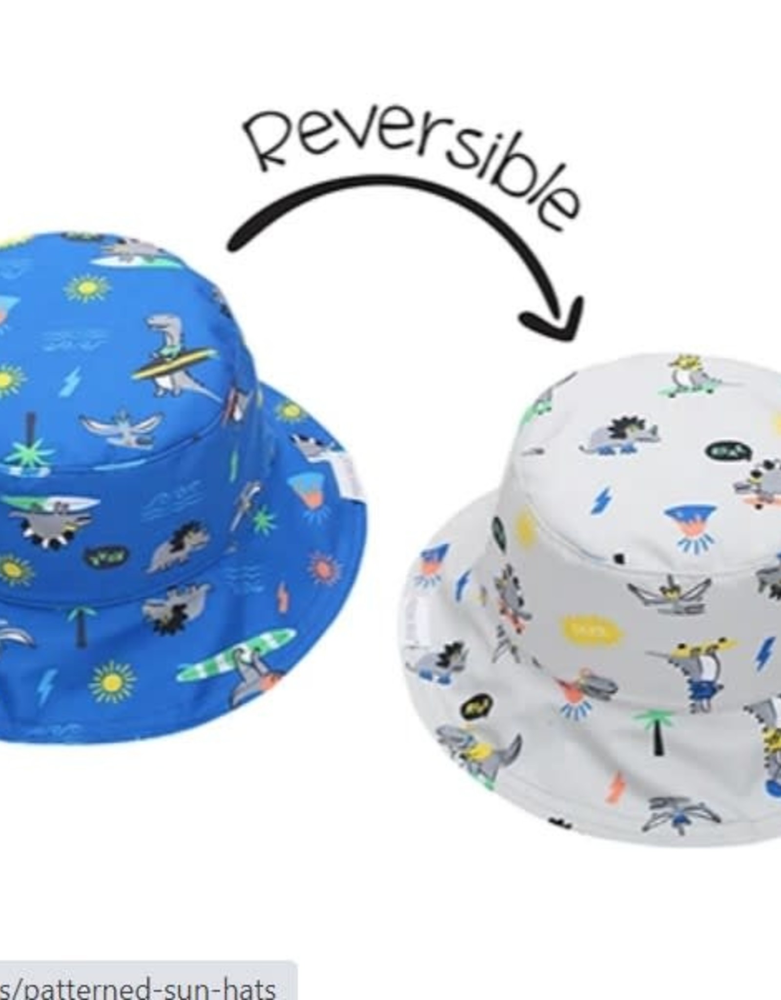 FlapJackKids Kids Reversible Sun Hat - Dinos - Small (6 mths - 2 yrs)