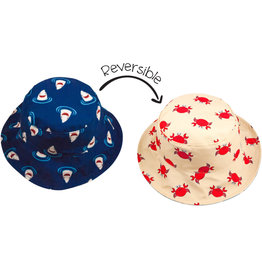 FlapJackKids Kids Reversible Sun Hat - Crab / Shark - Small