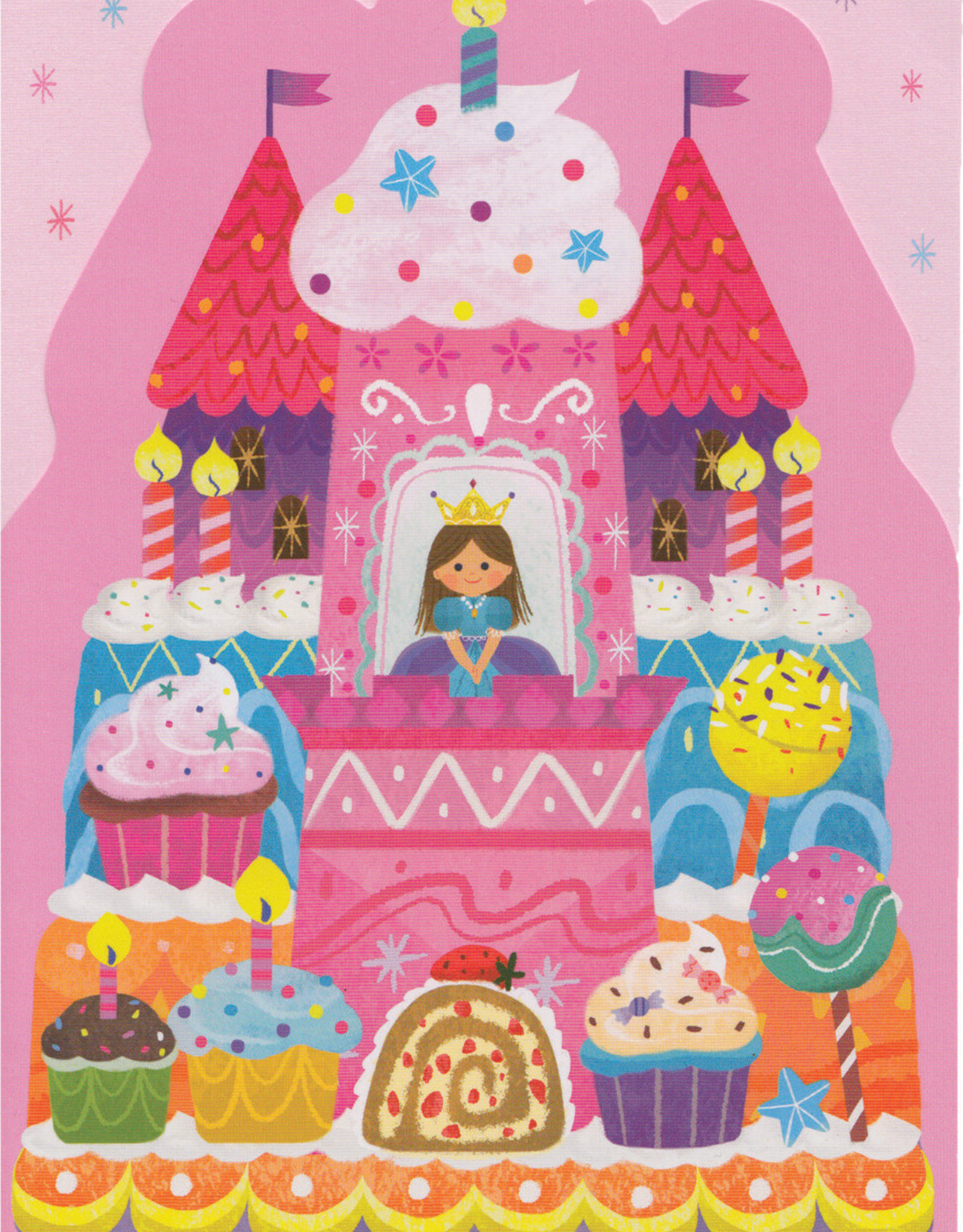 Peaceable Kingdom Princess Castle Cake Die-Cut Birthday Card