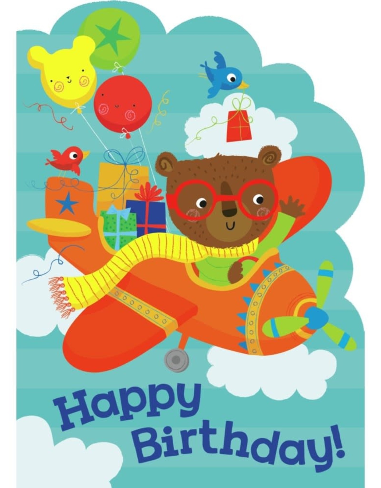 Peaceable Kingdom Bear in Airplane Die Cut Card