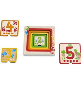 Haba Counting Friends Wood Layering Puzzle 1 to 5
