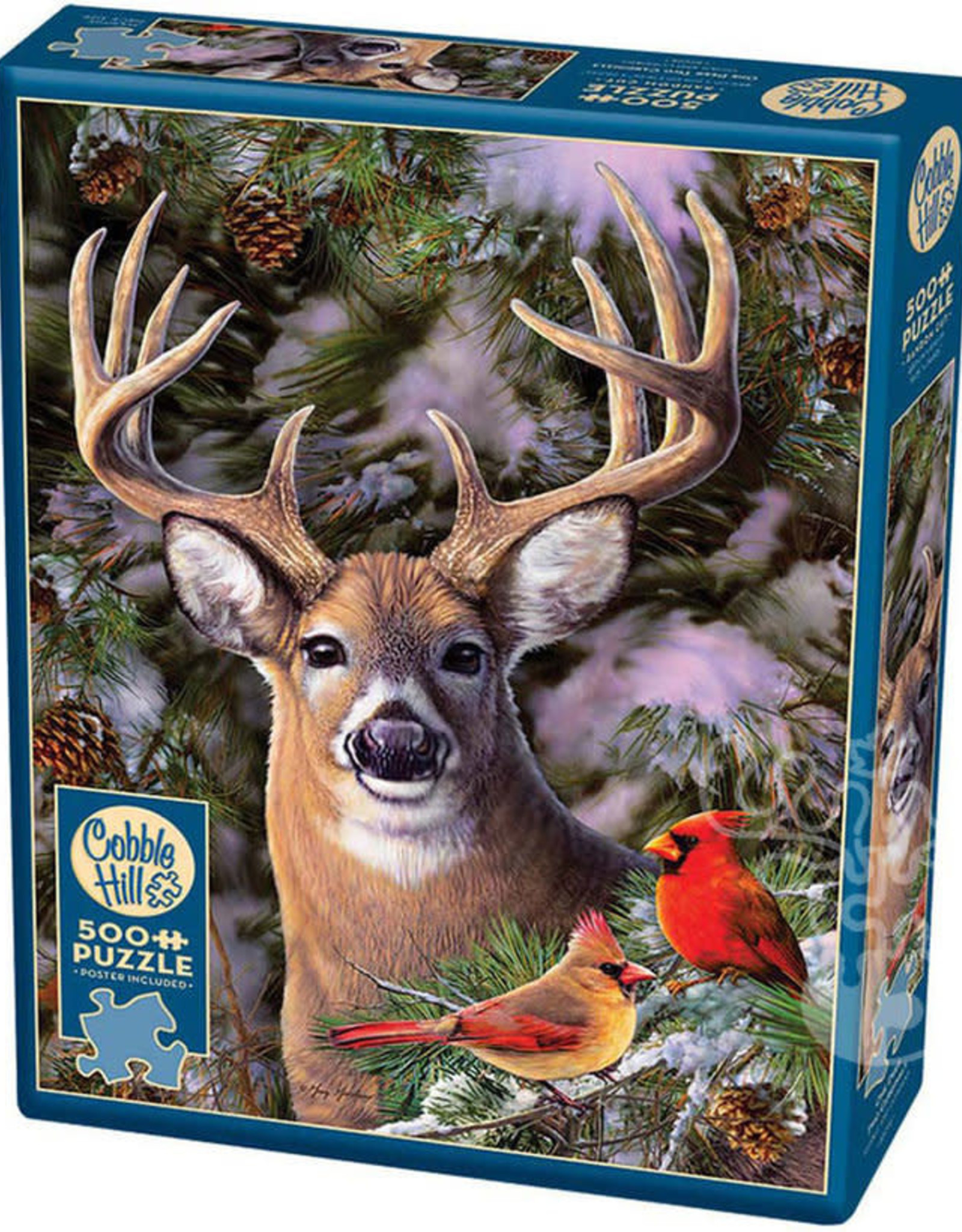 Cobble Hill Puzzles One Deer Two Cardinals - 500 Piece Puzzle