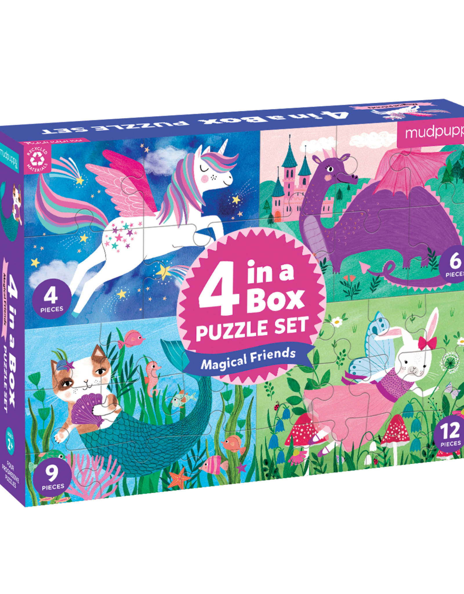 Mudpuppy 4 in a Box Puzzle - Magical Friends