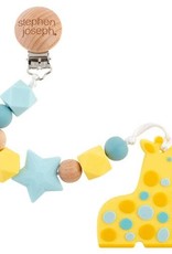 Stephen Joseph Silicone Teether With Pacifier Clip - Giraffe
