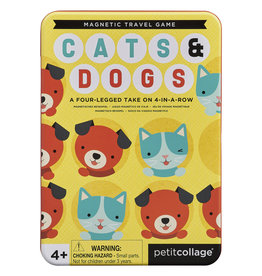 Petit Collage Cats + Dogs Four-in-a-Row Magnetic Travel Game