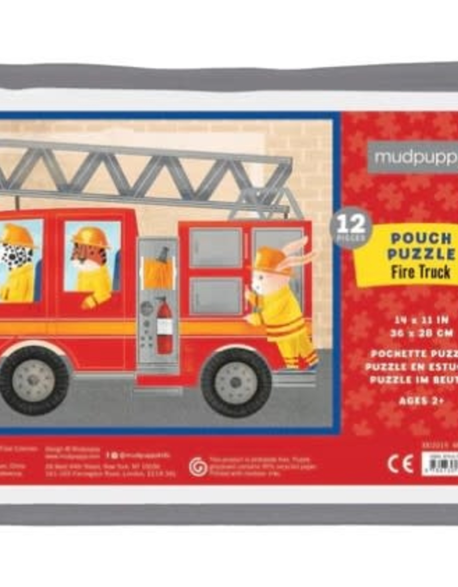 Mudpuppy Fire Truck 12-pc Pouch Puzzle